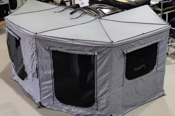 270° Fan Awning with Side Walls and LED Lighting